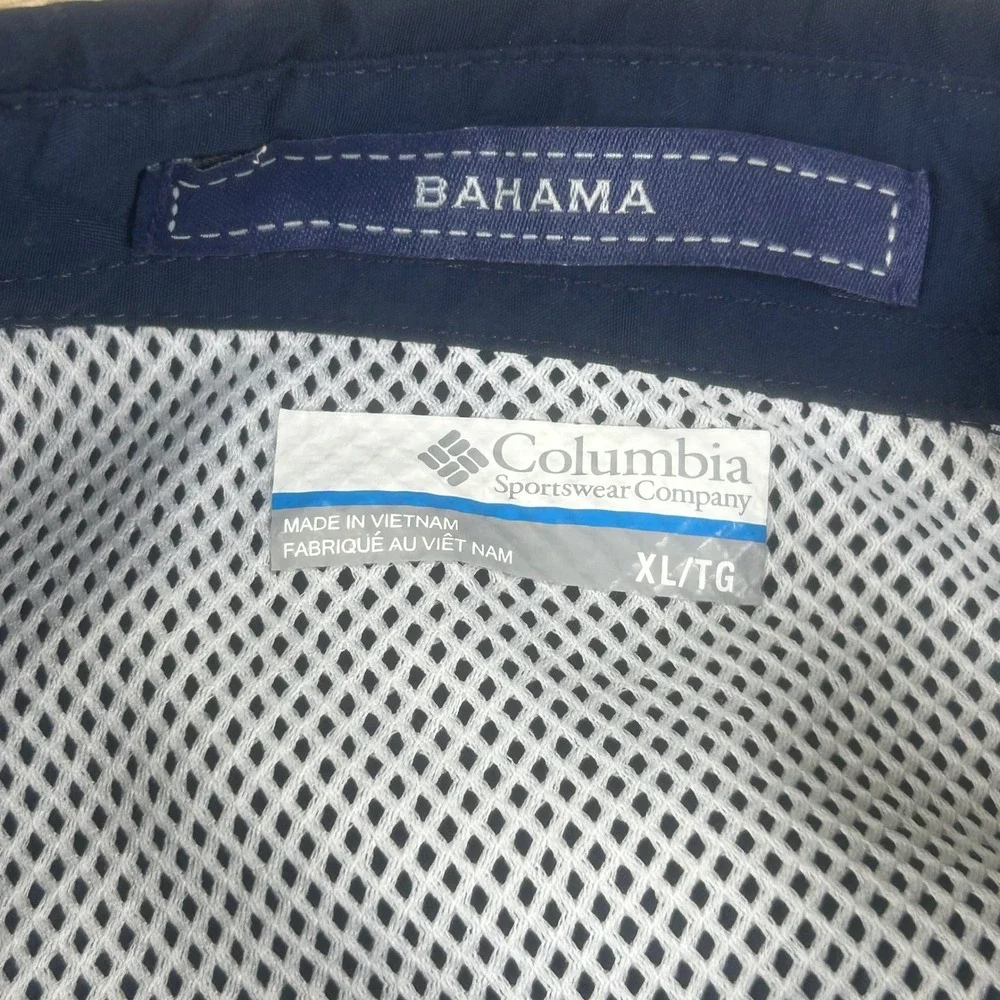 Columbia PFG Bahama Mens XL Navy Blue Short Sleeve Fishing Shirt‎ Omni-Shade UPF